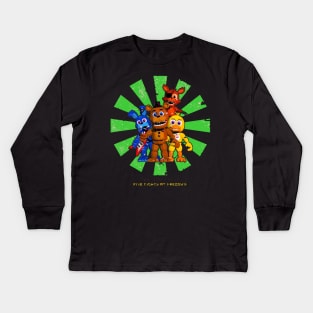 Five Nights At Freddy's Retro Japanese Kids Long Sleeve T-Shirt